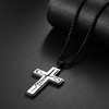 Aroncent Stainless Steel Cross Necklace: Joshua 1:9 Bible Verse Be
