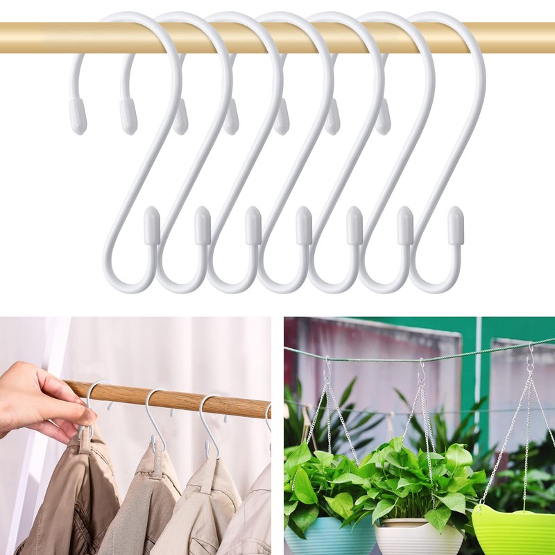JatilEr Pack of 12 S Hooks, White, 8 cm S