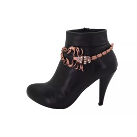 Unbranded Women Bronze Brown Color Metal Boot Chain Bracelet Anklet Shoe Scorpion Charm