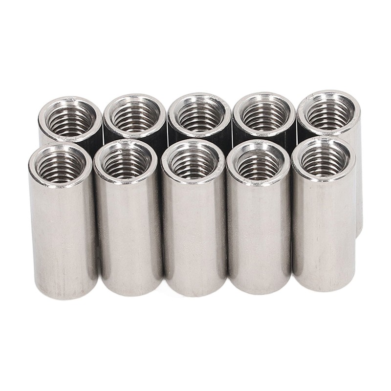 10 Pcs Round Coupling Nut M10x1.5 L35mm Stainless Steel Round