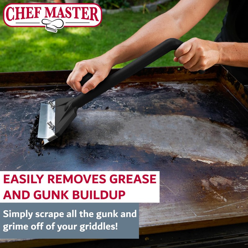 Chef Master Commercial Griddle Scraper with Replacement Blade and Grill