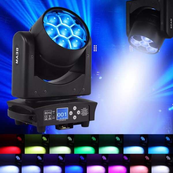 WARRENAU 7X50W LED Beam Wash Zoom Moving Head 4in1 Bee-eye