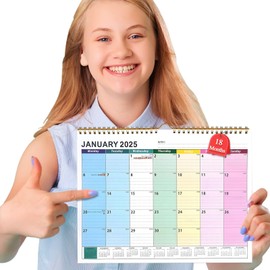 OEEYYT Calendar 2025-2026 Wall Calendar 2025, January 2025 to June 2026-18 Months Monthly Calendar 2025 Colourful Family Planner Holiday Overview 31 x 22 cm