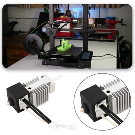 eMagTech 24V 40W 3D Print Head Heater Block Kit with Heatsink, Titanium Alloy Neck, Brass Nozzle, 0.4mm Hotend, Compatible with Ender-3-V3SE