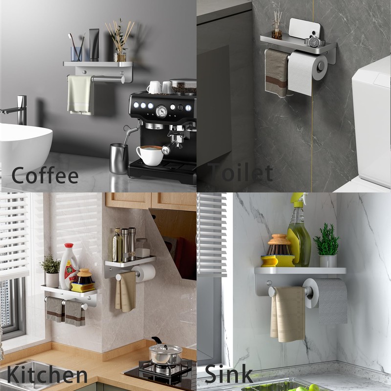 Double Toilet Paper Holder with Shelf, iMonse Paper Towel Holder