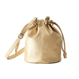 Rename Soft Faux Leather Drawstring Shoulder Bag, gold, Free size