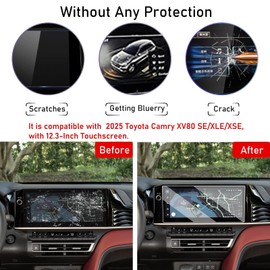 TTCR-II 2 Pcs Compatible with 2025-2026 Toyota Camry Screen Protector 12.3 Inch (XLE/XSE/SE), for 2025-2026 Camry Navigation Display Screen Protector 12.3 In, Tempered Glass Film for XV80