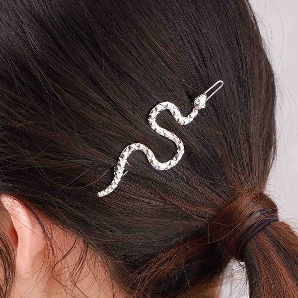 Yienate Snake Hair Clip Vintage Medusa Hair Pins Unique Design Metal Snake Hair Clip Headpiece Bobby Pin Silver Snake Head Clip Hair Accessories for Women Girls