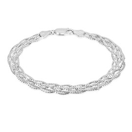 Tuscany Silver Women's Sterling Silver 6 Stripes Braid Bracelet of 19cm/7.5"