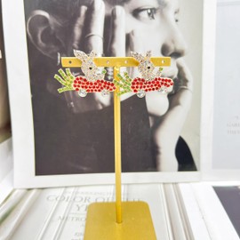 Cute Radish Earrings for Women Funny Kawaii Rabbit Stud Earrings Sparkle Cubic Zirconia Red Food Earrings Teens Decoration Jewelry Gifts