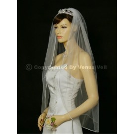 "Handmade" 1T White Bridal Fingertip Length Rattail Edge Wedding Veil