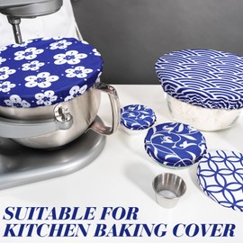 10 Pieces Bowl Covers Reusable in 5 Size Stretch Cloth Fabric Bowl Covers Elastic Food Storage Covers Cotton Bread Bowl Covers Reusable Lids for Food, Fruits, Leftover (Stylish Style)