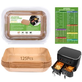 (125PCS) Air Fryer Liners, Air Fryer Disposable Paper Liner for Ninja Dual Air Fryer, Ninja Air Fryer Accessories,air Fryer Liners Rectangle 8.6''*5.5'', Air Fryer Parchment Paper for Ninja