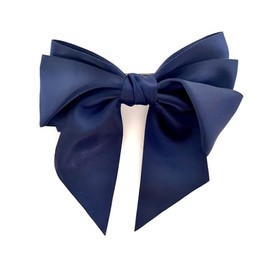 Navy Blue Satin Hair Bow Ladies Navy Blue Bow Hair Clip