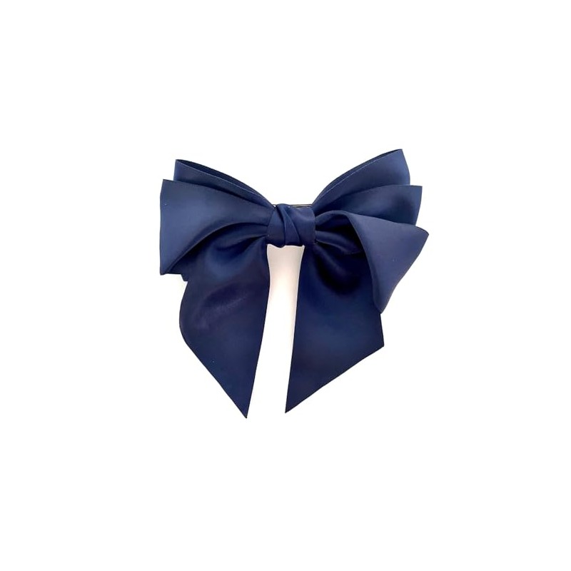 Navy Blue Satin Hair Bow Ladies Navy Blue Bow Hair