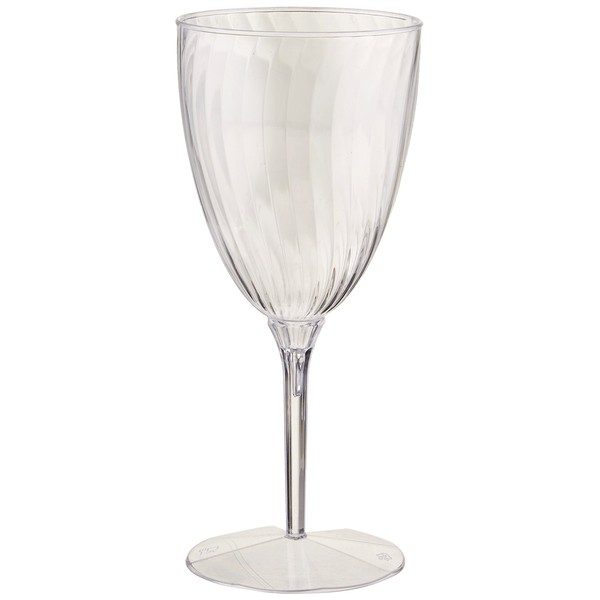 Hard Plastic 1-Piece Wine Glasses, 6-Ounce Capacity, Clear Plastic Wine Glasses 8 Count