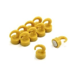Magnet Expert® Yellow Plastic Mini Magnetic Hooks - 1kg Pull ( 12mm dia x 20mm tall ) ( Pack of 10 )