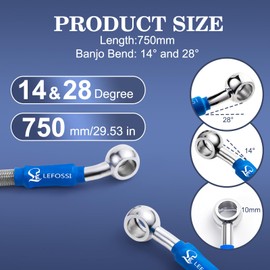 750 mm 75 cm S SYUU Universal Motorcycle Brake Hose Braided Hydraulic Steel Strengths Brake Clutch Oil Hose Line Driving Compatible with Pit Dirt Bike Enduro Motocross Street Bikes Sport Bikes