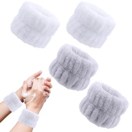 4Pcs Wrist Bands for Washing Face, Microfiber Face Wash Wristbands for Washing Face, Absorbent Wash Towel Band Scrunchies Prevent Liquids Away from Spilling Down Arms for Women Girls