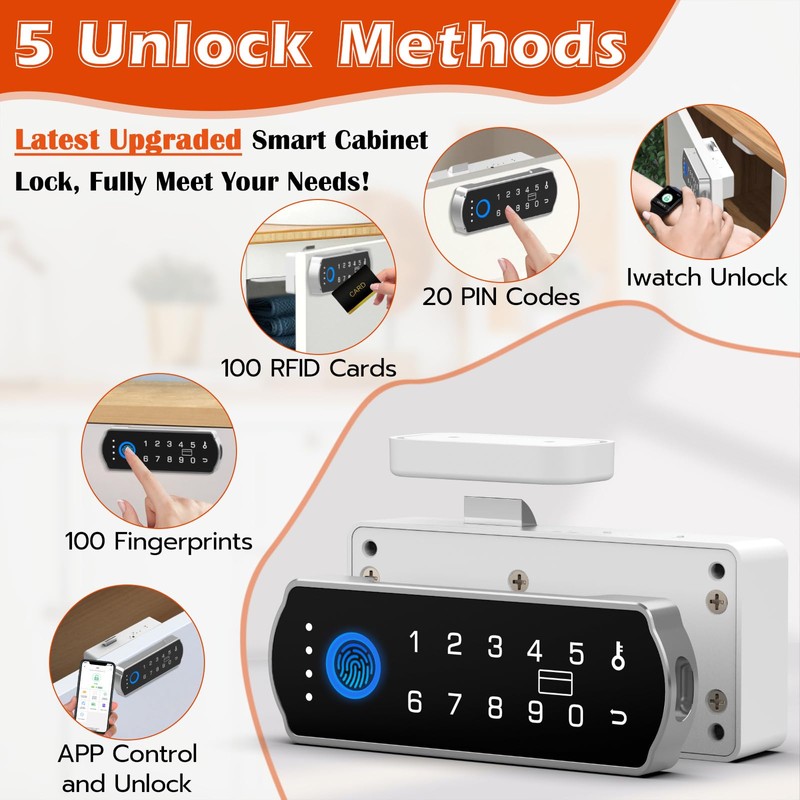 Eseesmart Smart Cabinet Lock, Magnetic Digital Electronic RFID Keyless Bluetooth