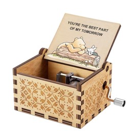Music Box Gift for Wife Girlfriend- Pooh Music Box Play You Are My Sunshine, Mother Day Anniversary Birthday Gift for Couples Lovers Best Friends Engraved with You Are the Best Part of My Tomorrow