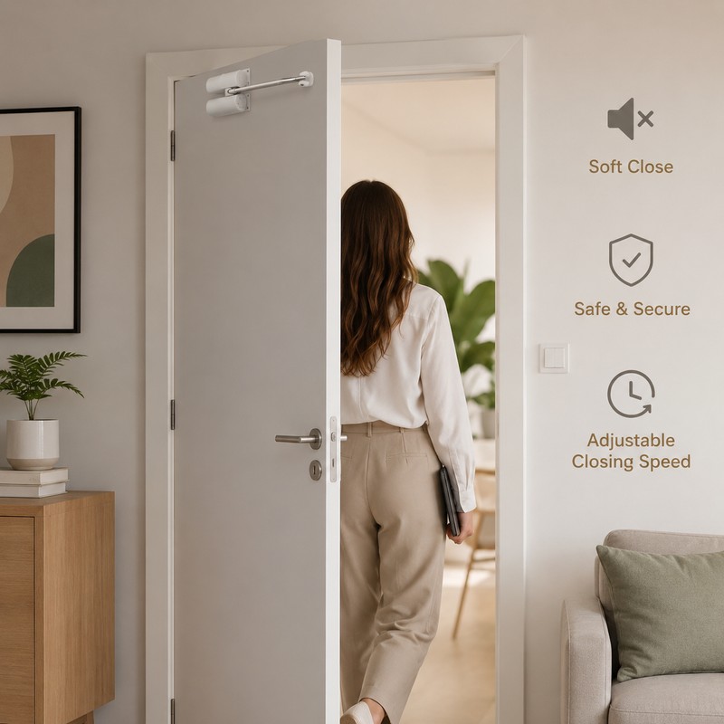 Automatic Door Closer for Interior & Exterior Doors – Adjustable