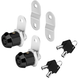 Sissinda Cam Locks Black RV Storage Locks Keyed Alike, 5/8” Fits on 3/8” Max Door Thickness, RV Compartment Locks for Camper Trailer Cabinet Locks with Keys (Black 5/8 Inch 2Pack)