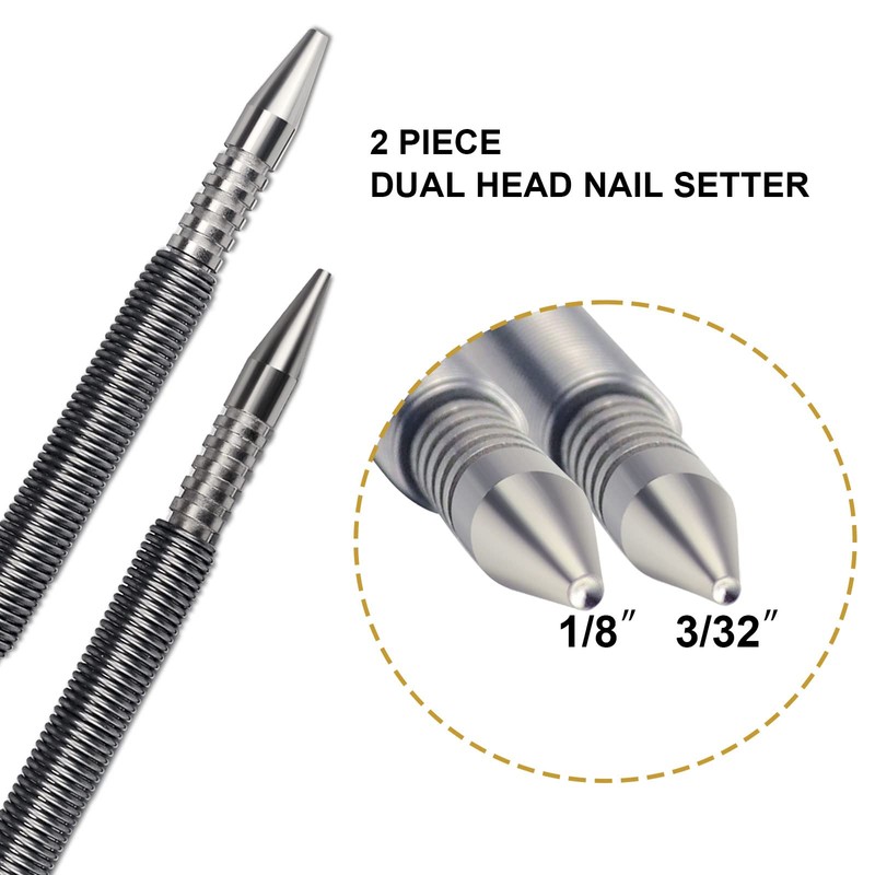 PMIIO 2 Pieces Dual Head Nail Setter Spring Loaded Nail