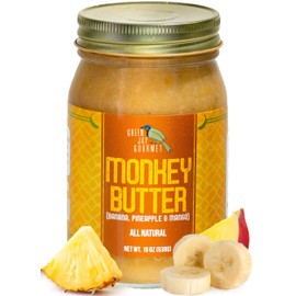 Green Jay Gourmet Monkey Butter - All-Natural, Gluten-Free Banana Butter - Pineapple Spread with Bananas & Mango - Gourmet Fruit Butter - No Corn Syrup, Preservatives or Trans-Fats - 19 Ounces