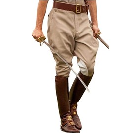 Craft Lovers Men/Women 40s Military Polo Style Light Khaki Jodhpurs Pants Equestrian Horse Riding Beige Breeches Polo Pants (as1, Waist, Numeric_32, Regular, Model - 1)