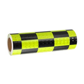 MECCANIXITY Reflective Tape, 8 Inch x 16 ft Self-Adhesive Trailer Reflector Tape Outdoor Warning Safety Sticker High Visibility Night Reflectors for Cars Trucks, Fluorescent Green Black