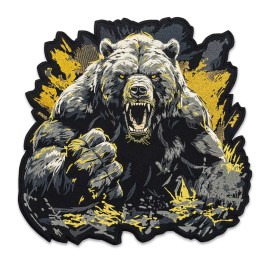 Embroverse Brutal Grizzly Bear Large Back Patch - Embroidered Wild Angry Beast, Iron-On - 12.8 x 12.5 Inches