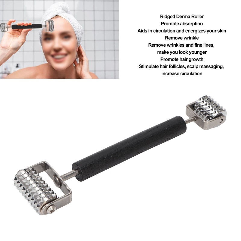 Face Massage Derma Roller Double Head Metal Ridged Derma Roller