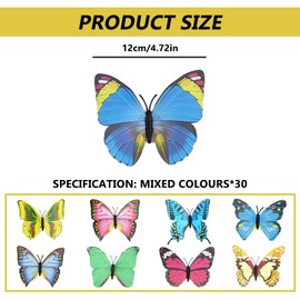 LINGJIA Pack of 30 Butterfly Decoration, Flying Butterflies, Decorative Butterfly, Butterfly Decoration with Safety Pins, Artificial Butterfly, Decorative Craft Butterfly
