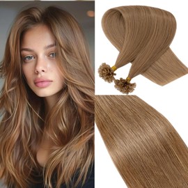 Rich Choices U Tip Hair Extensions, 100 Strands 0.5g/Strand, 16 Inch #12 Golden Brown