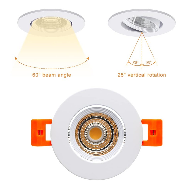 2Inch LED Recessed Ceiling Light, 3W Dimmable LED Downlight, 60