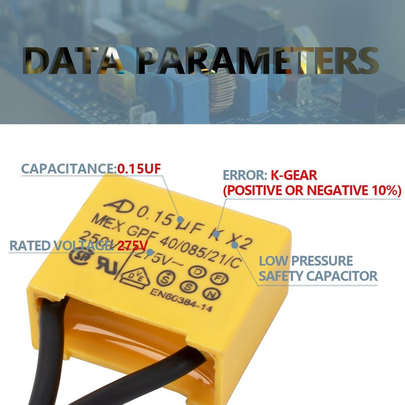 Innfeeltech Safety Capacitors 0.15uF 275V X2 Anti-Interference Differential Interference Capacitors