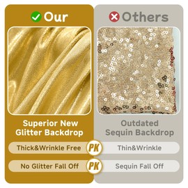 leegleri 20x10ft Thick Gold Glitter Backdrop Curtain Panels for Parties, Wrinkle Free Sequin Sparking Photo Backdrop Drapes, 4 Panels 5x10ft Shimmer Back Drop Cloth for Wedding Birthday Photography