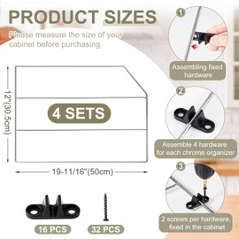 Blulu 4 Pcs Baking Sheet Organizer Tray Dividers for Cabinets Kitchen Cabinet Dividers Vertical for Baking Sheets Chrome Divider Pan Rack Storage Wires for Kitchen Cupboards (Silver, 12 x 20)