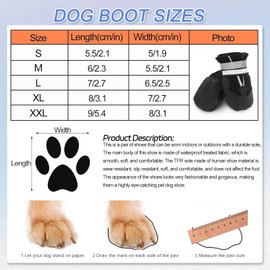 4 Pieces Dog Boots Paw Protector,Waterproof Dog Shoes with Reflective Straps,Adjustable Washable Non-Slip Dog Shoes,Dog Boots for Injured Paws,Blue Outdoor Paw Protectors Dog Shoes for Large Dogs