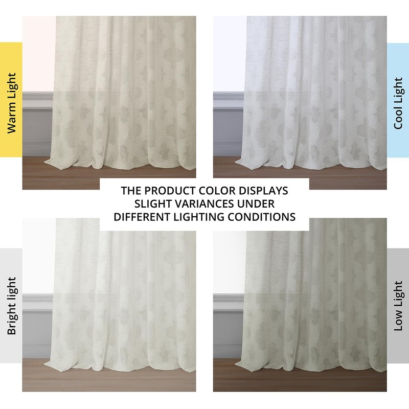 HPD Half Price Drapes Patterned Linen Sheer Curtains For Living