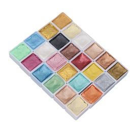 Eujgoov 24 Pieces Metallic Watercolour Paints Pearlescent Watercolour Solid Pigment for Painting Nail Art