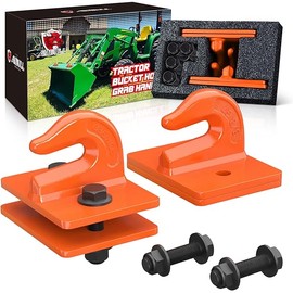 2 Pack 3/8" Tractor Bucket Grab Hook Grade 70 Forged Steel Bolt On Grab Hook Tow Hook Mount with Backer Plate,Work Well for Tractor Bucket, RV, UTV,Truck, Max 15,000 lbs, Orange