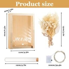 Hochzeitsgeschenke für Brautpaare, Geldgeschenk Hochzeit, Geldgeschenke inklusive Getrocknete Blumen, Holzbox, Kunststoff Reagenzglas, Lichterketten, Hochzeitstag, Hochzeitsgeschenk Geld