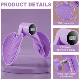 Hengrongshen Thigh Trainer, Purple Leg Press for Home, Intelligent Counting, Three Speed Adjustment, Pelvic Floor Trainer, Ideal for Buttocks, Leg Press and Pelvic Floor Training