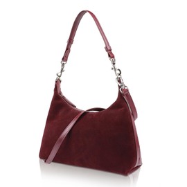 MoreFarther Tote Shoulder Bags for Women, Suede Forsted Cowhide Tote Crossbody Purses with 2 Removable Shoulder Straps.(Wine-red