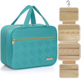 WELIDAY Travel Toiletry Bag - Spacious Toiletry Bag with Hanging Hook, Waterproof Makeup Bag for Women & Men, Travel Essentials (Large-Green)