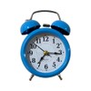Retro Twin Bell Mini Alarm Clock, Analog Quartz Display, Blue