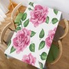 Walmsco Tablecloth Pink Roses Green Leaves Decor For Dining Room