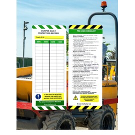 LIVELIFEBETTER® Dumper Daily Inspection Tag Kit - Holders and Inserts -Safety and Compliance Checklist for Construction Equipment (5 Holders, 10 Inserts)